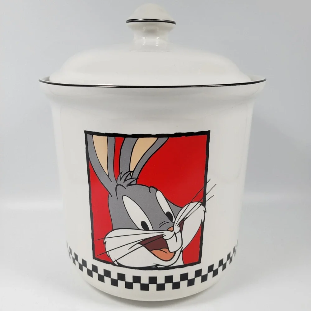 VTG Looney Tunes Bugs Bunny‎ Ceramic Cookie Jar Canister w/ Lid Warner Bros 1993 - Picture 4 of 12